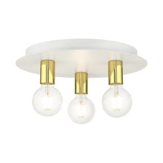 Hillview Three Light Flush Mount in White w/ Polished Brasss (107|4587303)