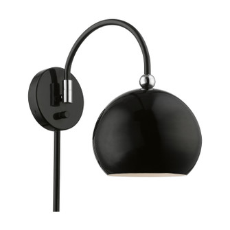 Stockton One Light Swing Arm Wall Lamp in Shiny Black w/Polished Chrome (107|4548968)