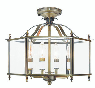 Livingston Four Light Pendant/Ceiling Mount in Antique Brass (107|439801)