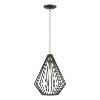 Linz One Light Pendant in Textured Black w/Antique Brass (107|4132514)