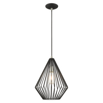Linz One Light Mini Pendant in Black w/ Brushed Nickels (107|4132504)