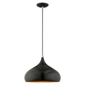 Amador One Light Mini Pendant in Shiny Black w/ Polished Chromes (107|4117368)