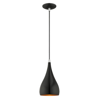 Amador One Light Mini Pendant in Shiny Black w/ Polished Chromes (107|4117168)