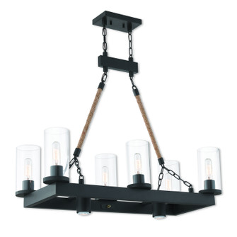 Metuchen Eight Light Linear Chandelier in Bronze w/ Rope Rods (107|4106607)