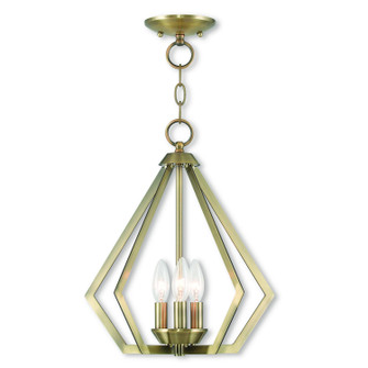 Prism Three Light Mini Chandelier/Ceiling Mount in Antique Brass (107|4092301)