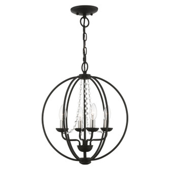 Arabella Four Light Convertible Chandelier/ Semi-Flush in Black w/Brushed Nickel Finish Candles (107|4091404)