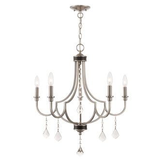 Glendale Five Light Chandelier in Brushed Nickel w/ English Bronzes (107|4088591)