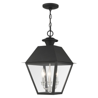 Wentworth Three Light Outdoor Pendant in Black w/ Brushed Nickel Cluster (107|2722004)