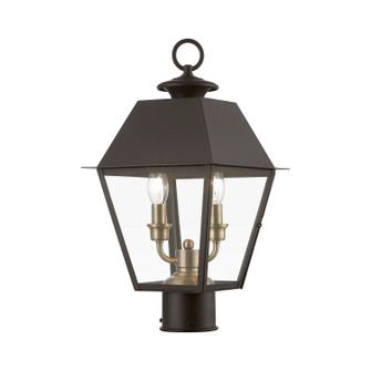 Wentworth Two Light Outdoor Post Top Lantern in Bronze w/Antique Brass Finish Cluster (107|2721607)