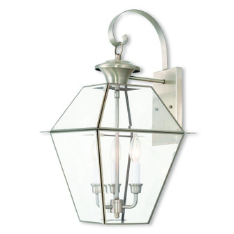 Westover Three Light Outdoor Wall Lantern in Brushed Nickel (107|238191)