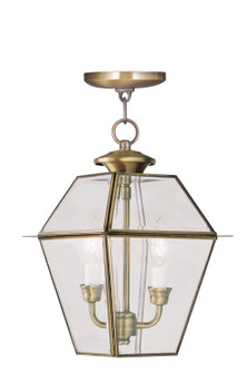 Westover Two Light Outdoor Pendant in Antique Brass (107|228501)