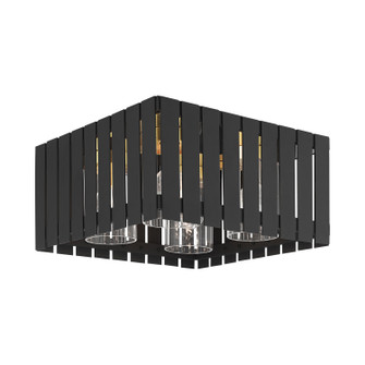 Greenwich Four Light Outdoor Flush Mount in Black w/ Satin Brasss (107|2075404)
