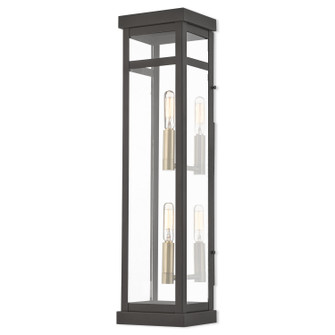 Hopewell Two Light Outdoor Wall Lantern in Bronze w/ Antique Brass Cluster and Polished Chrome Stainless Steel (107|2070607)