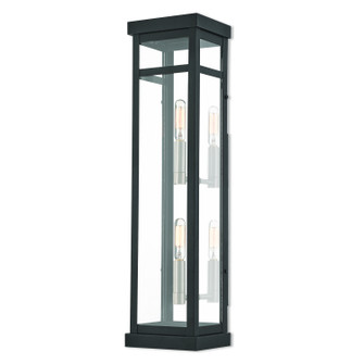 Hopewell Two Light Outdoor Wall Lantern in Black w/ Brushed Nickel Cluster and Polished Chrome Stainless Steel (107|2070604)