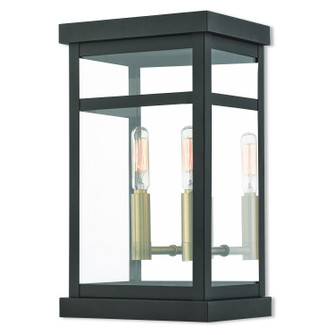 Hopewell Two Light Outdoor Wall Lantern in Bronze w/ Antique Brass Cluster and Polished Chrome Stainless Steel (107|2070207)