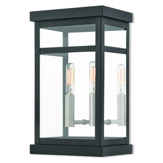 Hopewell Two Light Outdoor Wall Lantern in Black w/ Brushed Nickel Cluster and Polished Chrome Stainless Steel (107|2070204)