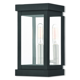 Hopewell One Light Outdoor Wall Lantern in Black w/ Brushed Nickel Cluster and Polished Chrome Stainless Steel (107|2070104)