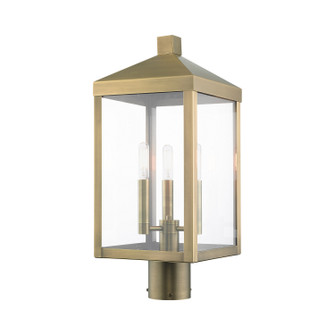 Nyack Three Light Outdoor Post Top Lantern in Antique Brass (107|2059201)