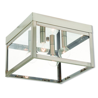 Nyack Four Light Outdoor Ceiling Mount in Brushed Nickel w/ Polished Chrome Stainless Steel (107|2058991)