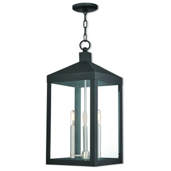 Nyack Three Light Outdoor Pendant in Black w/ Brushed Nickel Cluster (107|2058704)