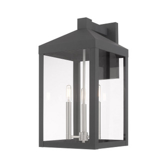 Nyack Three Light Outdoor Wall Lantern in Scandinavian Gray w/ Brushed Nickels (107|2058576)