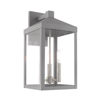 Nyack Three Light Outdoor Wall Lantern in Nordic Gray w/ Brushed Nickels (107|2058480)