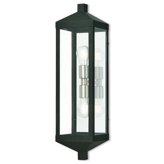 Nyack Two Light Outdoor Wall Lantern in Black w/ Brushed Nickel Cluster and Polished Chrome Stainless Steel (107|2058304)