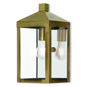 Nyack One Light Outdoor Wall Lantern in Antique Brass w/ Polished Chrome Stainless Steel (107|2058201)