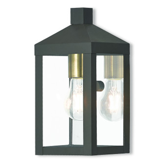 Nyack One Light Outdoor Wall Lantern in Bronze w/ Antique Brass Cluster and Polished Chrome Stainless Steel (107|2058107)