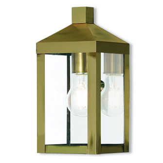 Nyack One Light Outdoor Wall Lantern in Antique Brass w/ Polished Chrome Stainless Steel (107|2058101)