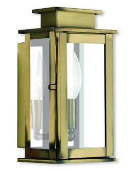 Princeton One Light Outdoor Wall Lantern in Antique Brass w/ Polished Chrome Stainless Steel (107|2019101)