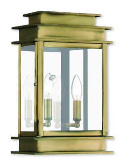 Princeton Two Light Outdoor Wall Lantern in Antique Brass w/ Polished Chrome Stainless Steel (107|201601)