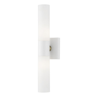 Aero Two Light Vanity in Textured White w/ Antique Brass (107|1010213)