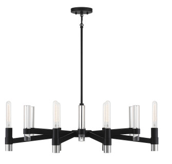 Windamere Six Light Chandelier in Textured Black W/ Polished Nickel (159|V6L129616189)