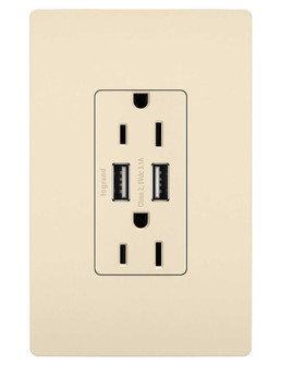radiant 15A Tamper-Resistant USB Outlet in Light Almond (246|TM826USBLA)