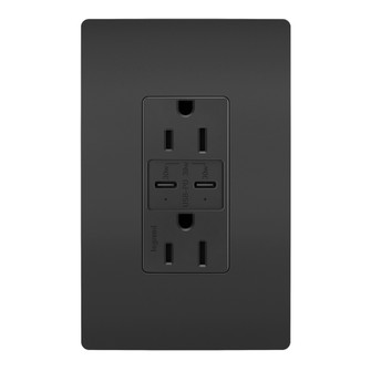 radiant 15A Tamper Resistant Ultra Fast PLUS Power Delivery USB Type C/C Outlet in Black (246|R26USBPDBK)