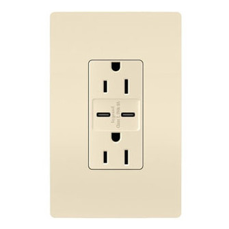 radiant 15A Tamper-Resistant Ultra-Fast USB Type C/C Outlet in Light Almond (246|R26USBCC6LA)