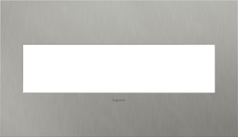 adorne Four-Gang Screwless Wall Plate in Brushed Stainless Steel (246|AWC4GBS4)