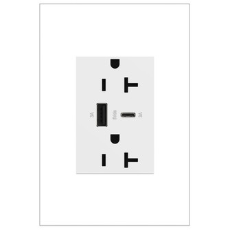 adorne 20A Tamper-Resistant Ultra-Fast USB Type-A/C Outlet in White (246|ARTRUSB206ACW4)