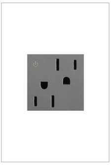 Adorne 15A Tamper-Resistant Dual-Controlled Outlet in Magnesium (246|ARCD152M10)