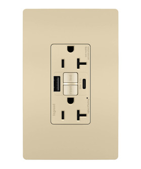 radiant Tamper-Resistant 20A Duplex Self-Test GFCI Receptacles with SafeLock Protection, Type A/C Outlet in Ivory (246|2097TRUSBACI)