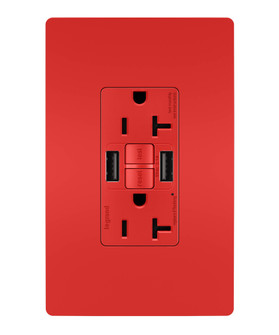 radiant Tamper-Resistant 20A Duplex Self-Test GFCI Receptacles with SafeLock Protection, Type A/A Outlet in Red (246|2097TRUSBAARED)