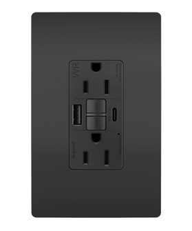 radiant Tamper Weather-Resistant 15A Duplex Self-Test GFCI Receptacles w SafeLock, USB Type A/C Outlets in Black (246|1597TRWRUSBACBK)