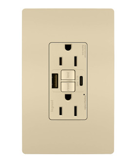 radiant Tamper-Resistant 15A Duplex Self-Test GFCI Receptacles with SafeLock Protection, USB Type A/C in Ivory (246|1597TRUSBACI)