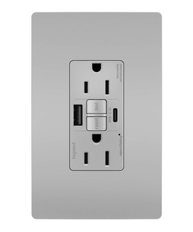 radiant Tamper-Resistant 15A Duplex Self-Test GFCI Receptacles with SafeLock Protection, USB Type A/C in Gray (246|1597TRUSBACGRY)