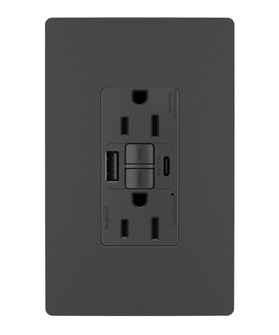radiant Tamper-Resistant 15A Duplex Self-Test GFCI Receptacles with SafeLock Protection, USB Type A/C C4 in Graphite (246|1597TRUSBACGC4)