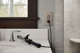 radiant Tamper-Resistant 15A Duplex Self-Test GFCI Receptacles with SafeLock Protection in Nickel (246|1597TRNICC4)