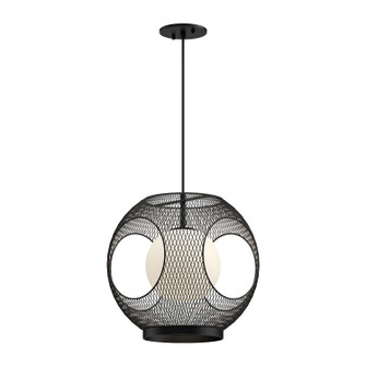 Kona One Light Exterior Pendant in Black/Opal Glass (347|EP56913BKOP)