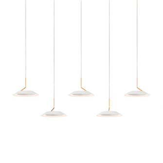 Royyo LED Pendant in Matte White With Gold (240|RYPL5SWMWG)