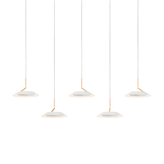 Royyo LED Pendant in Matte white with gold (240|RYPL5SWMWG)